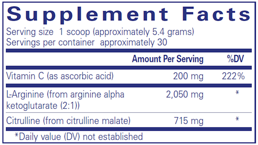 Nitric Oxide Support 162 g Supplement Facts Label