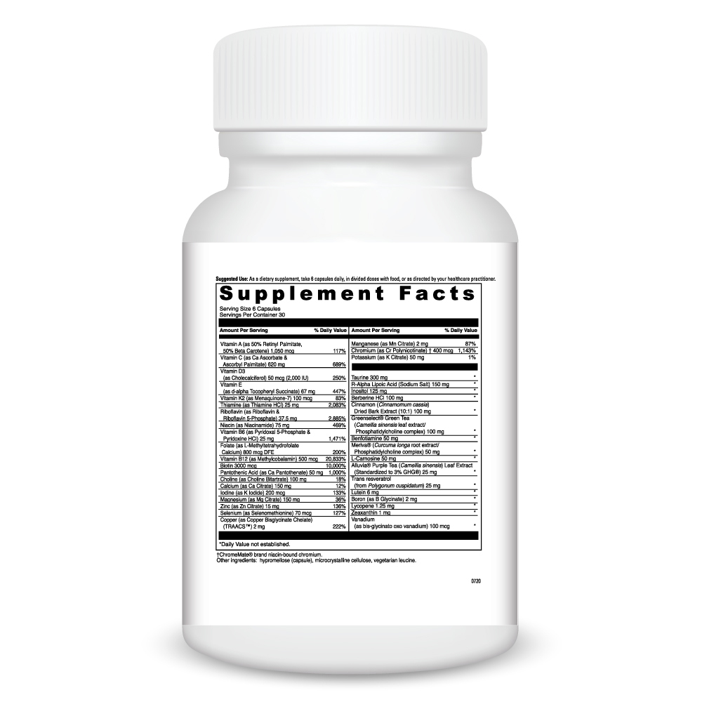 Metabolic Multi Supplement Facts Label