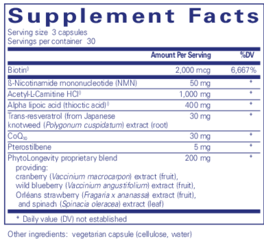 RevitalAge™ Ultra 90's Supplement Facts Label