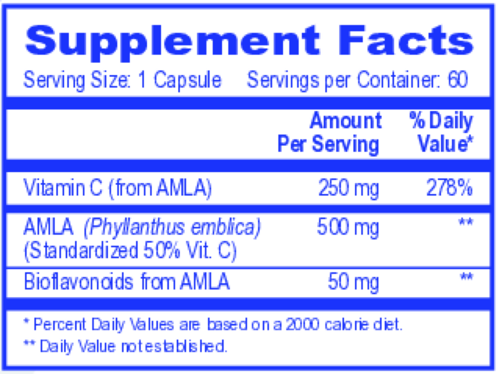 Amla C Supplement Facts Label