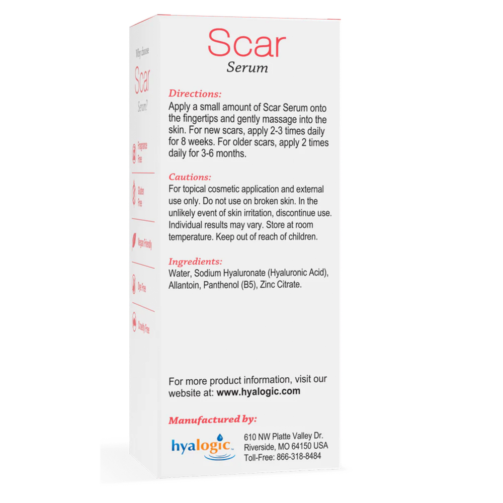 Scar Serum with HA Supplement Facts Label