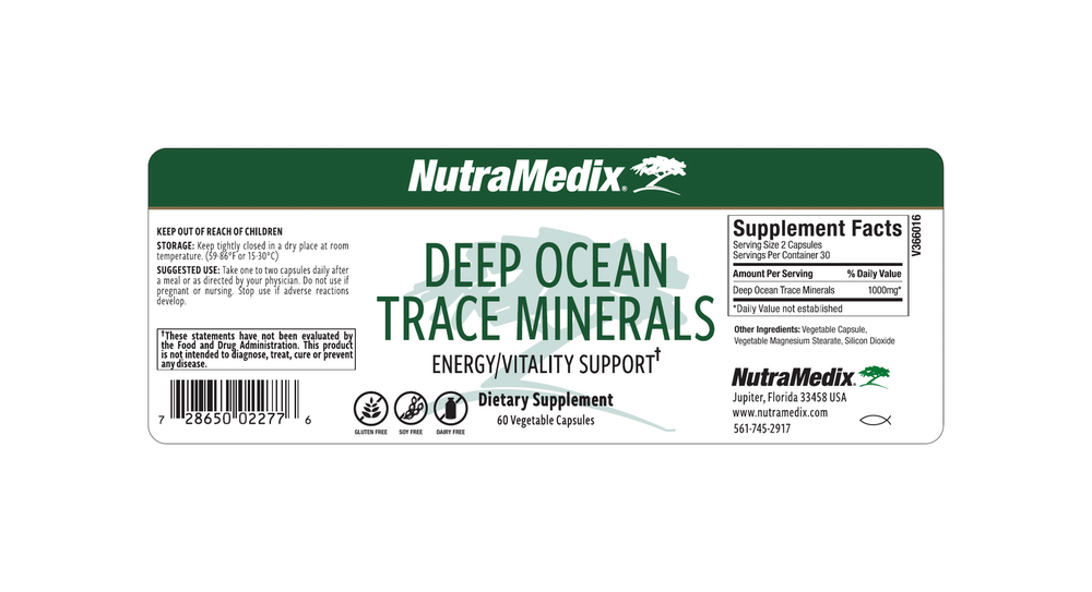 Deep Ocean Trace Minerals Supplement Facts Label