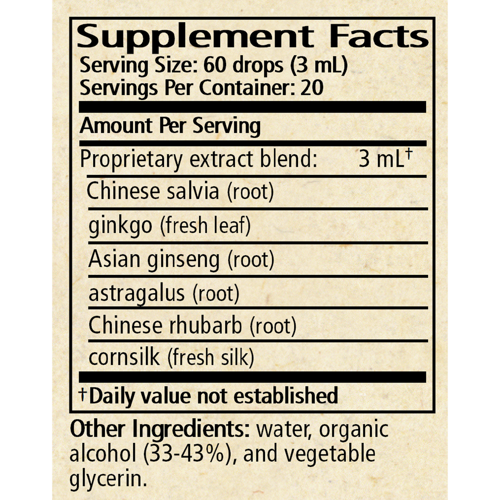 Kidney Support Tonic Supplement Facts Label