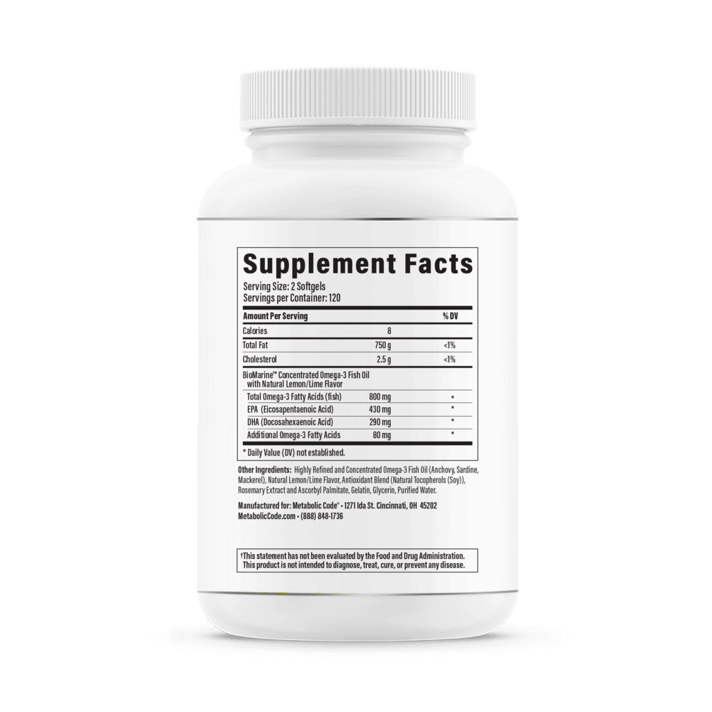 Omega 800 Supplement Facts Label