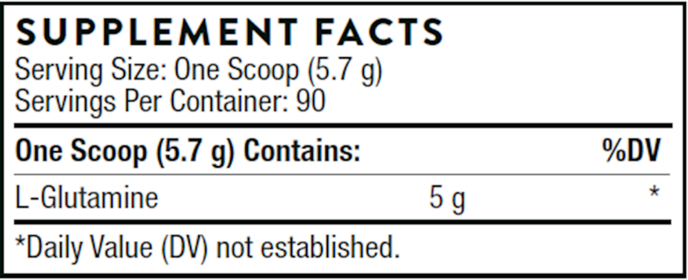 L-Glutamine Powder NSF Supplement Facts Label