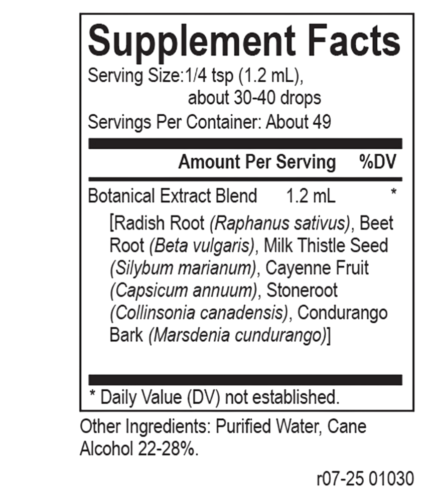 Core Black Radish Blend Supplement Facts Label