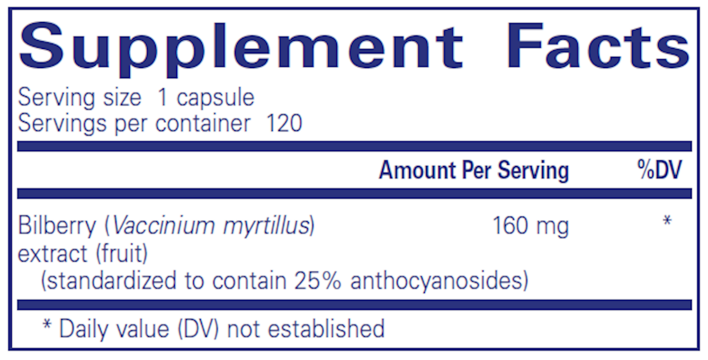 Bilberry 160 Mg Supplement Facts Label
