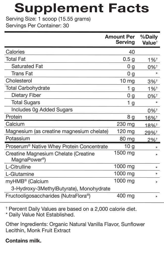 Amino Whey Pro Advantage Supplement Facts Label