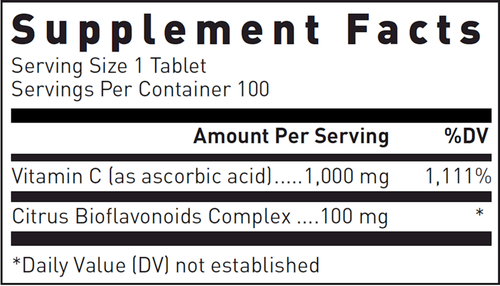 Natural C 1000 Mg Supplement Facts Label