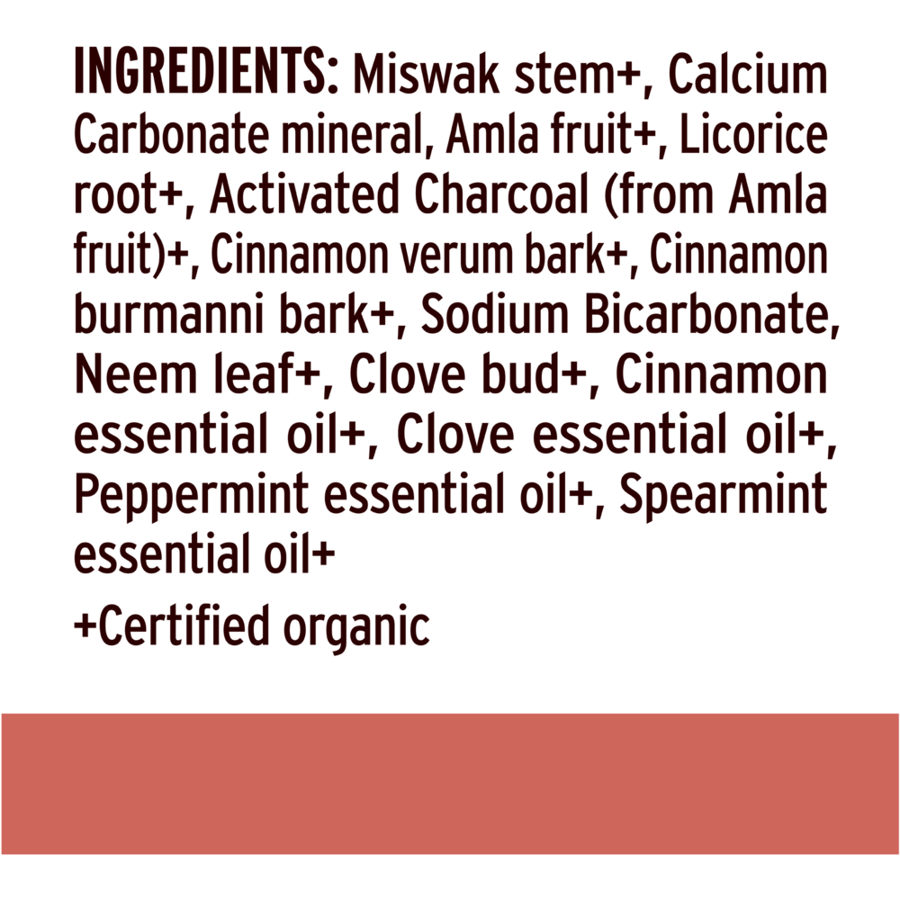 Tooth Powder Cinnamon Clove Supplement Facts Label