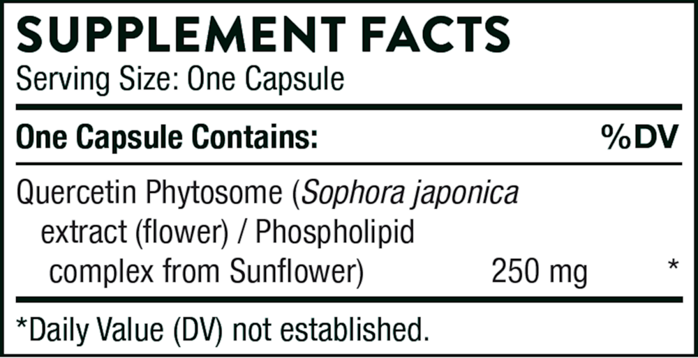 Quercetin Phytosome Supplement Facts Label