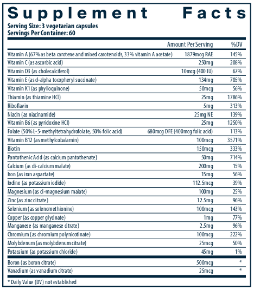 PreNatal Multi-Nutrients Supplement Facts Label