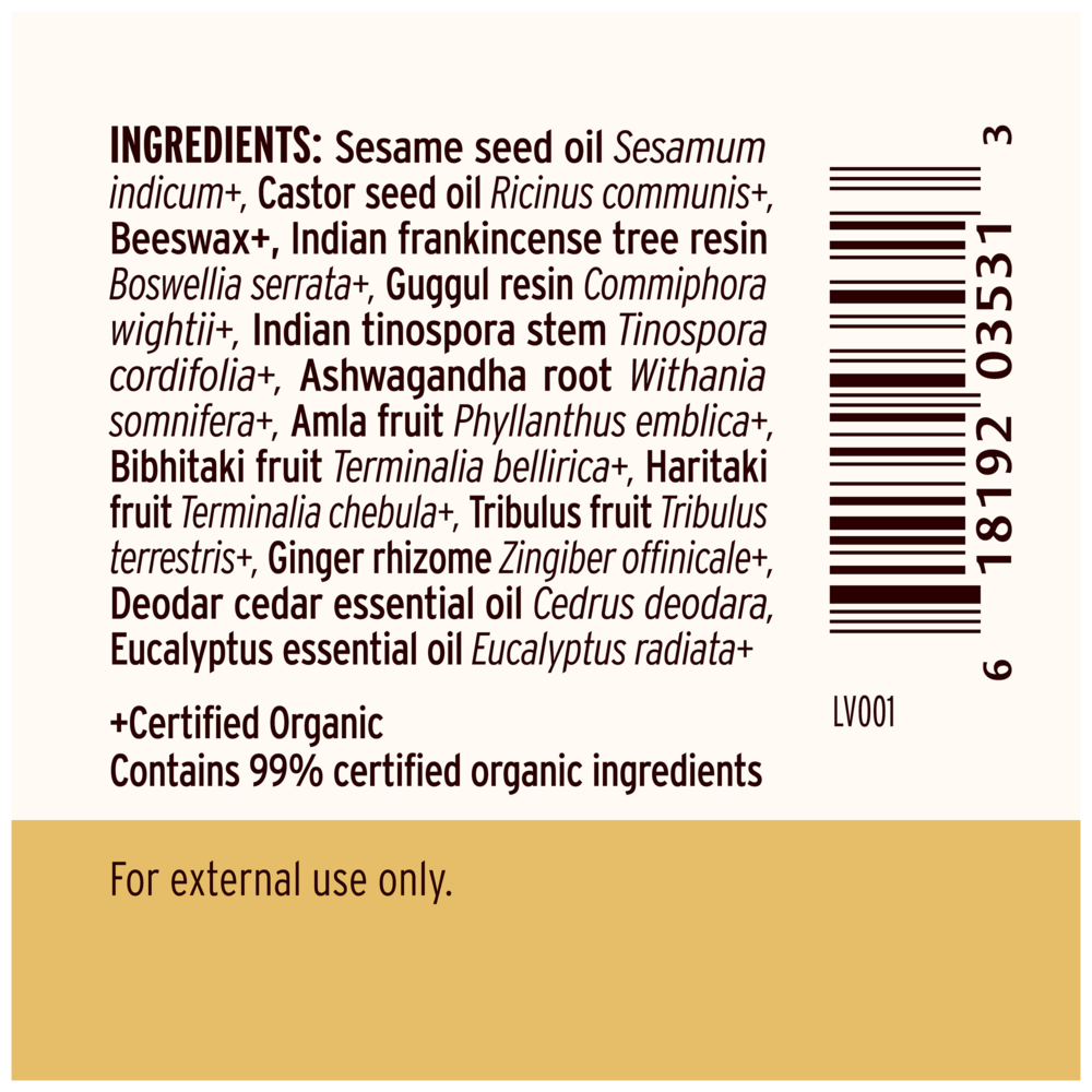 Joint Balm (Organic) Supplement Facts Label