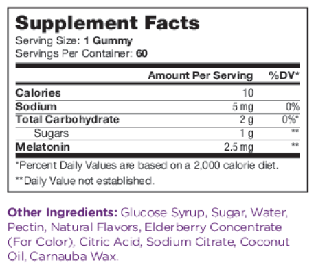 Sleep Gummies Supplement Facts Label