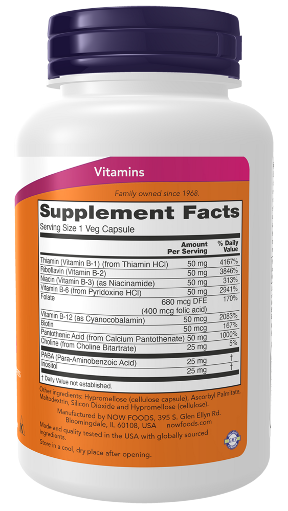 B-50 - 100 Capsules Supplement Facts Label