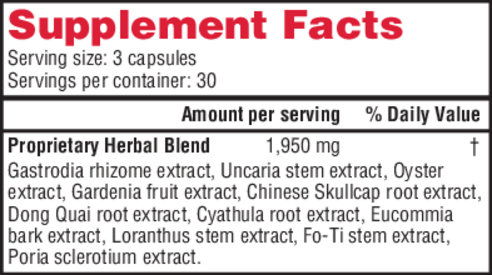 Gastrodia Relieve Wind Supplement Facts Label