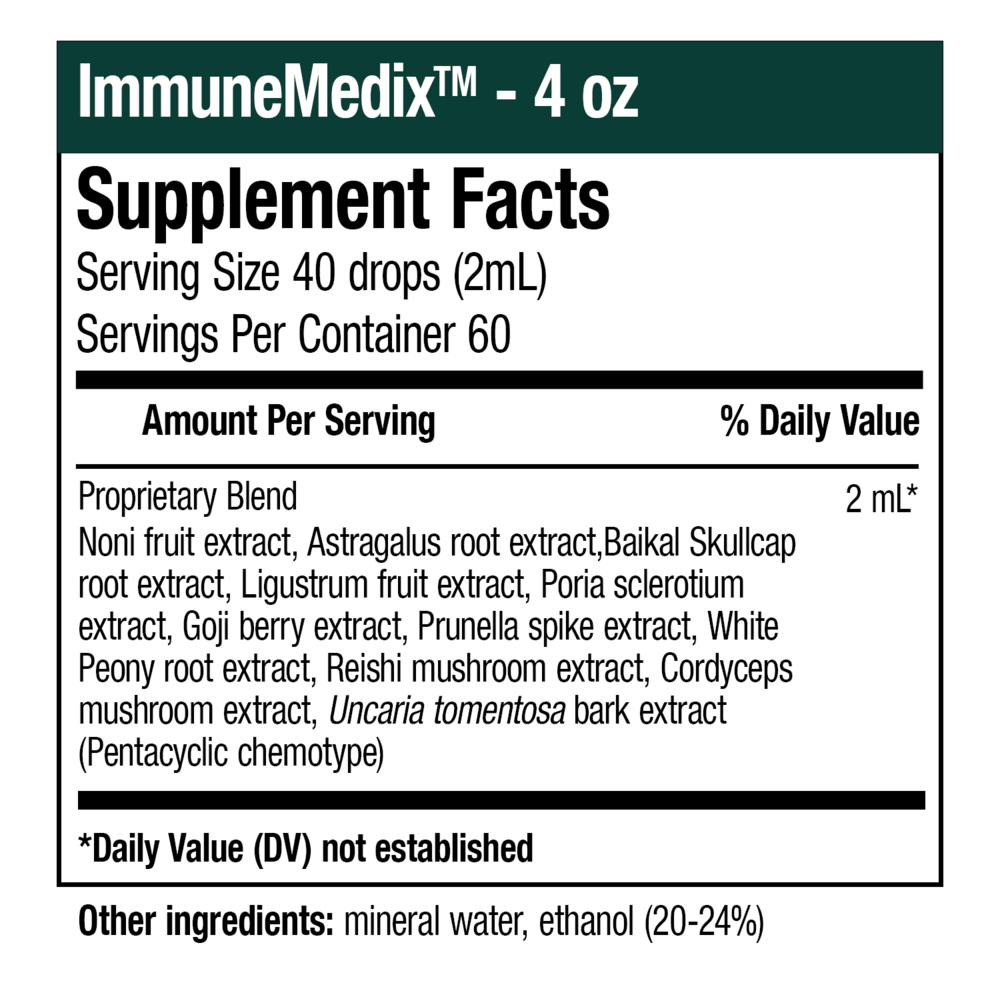 ImmuneMedix Supplement Facts Label