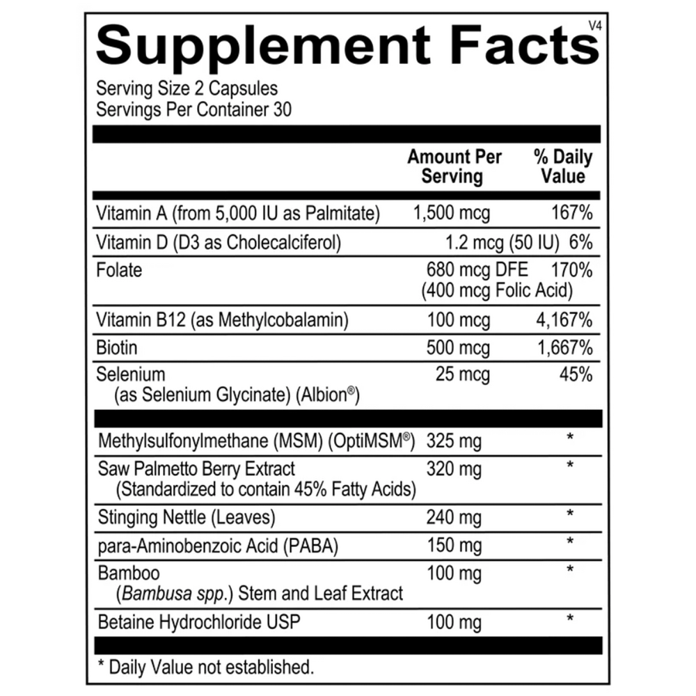 Cosmedix Supplement Facts Label