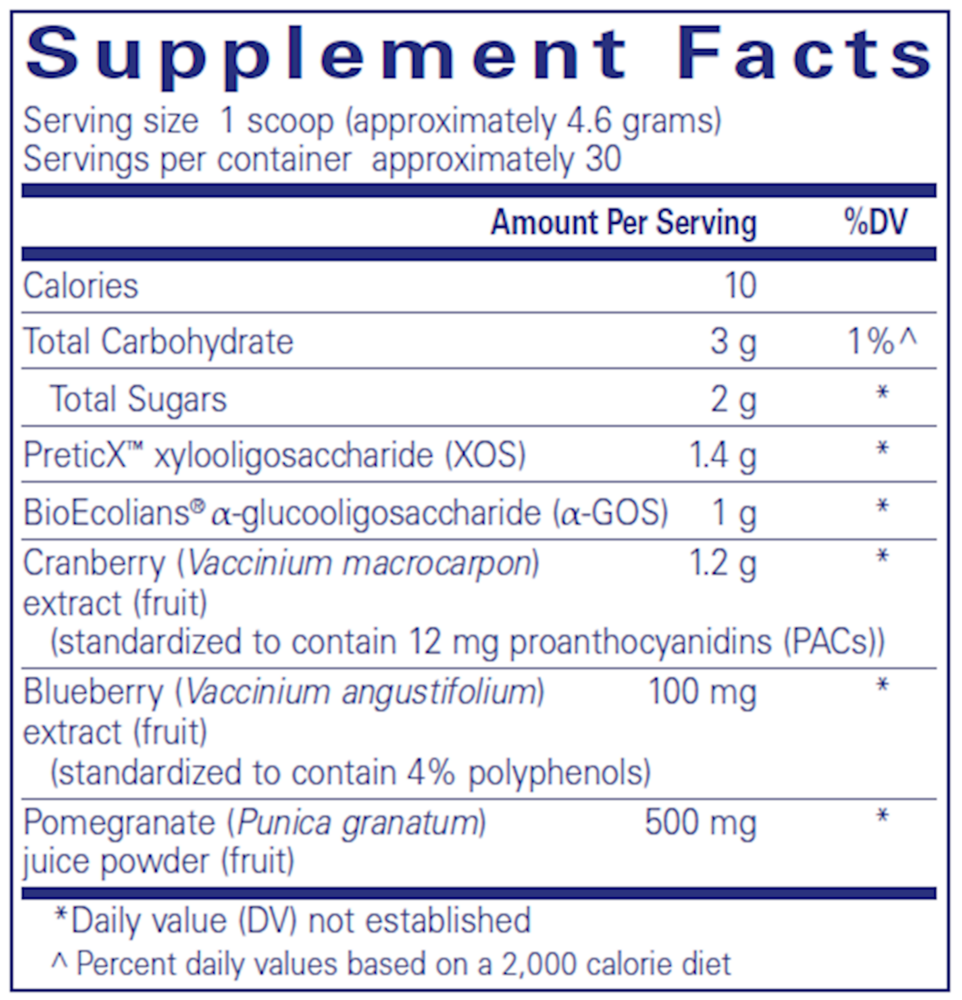 Poly-Prebiotic powder Supplement Facts Label