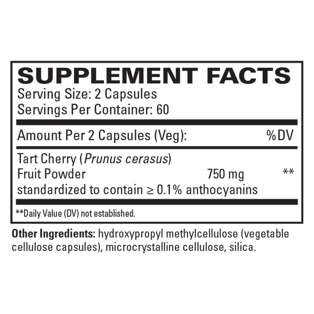 Tart Cherry Supplement Facts Label