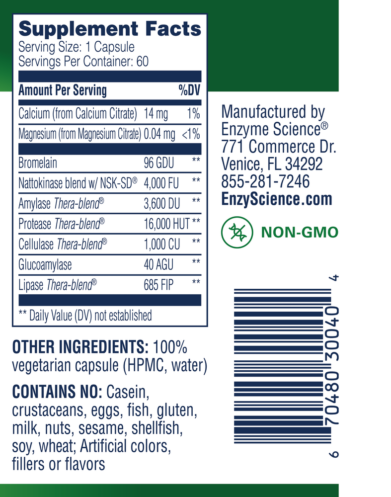Nattokinase Pro Supplement Facts Label
