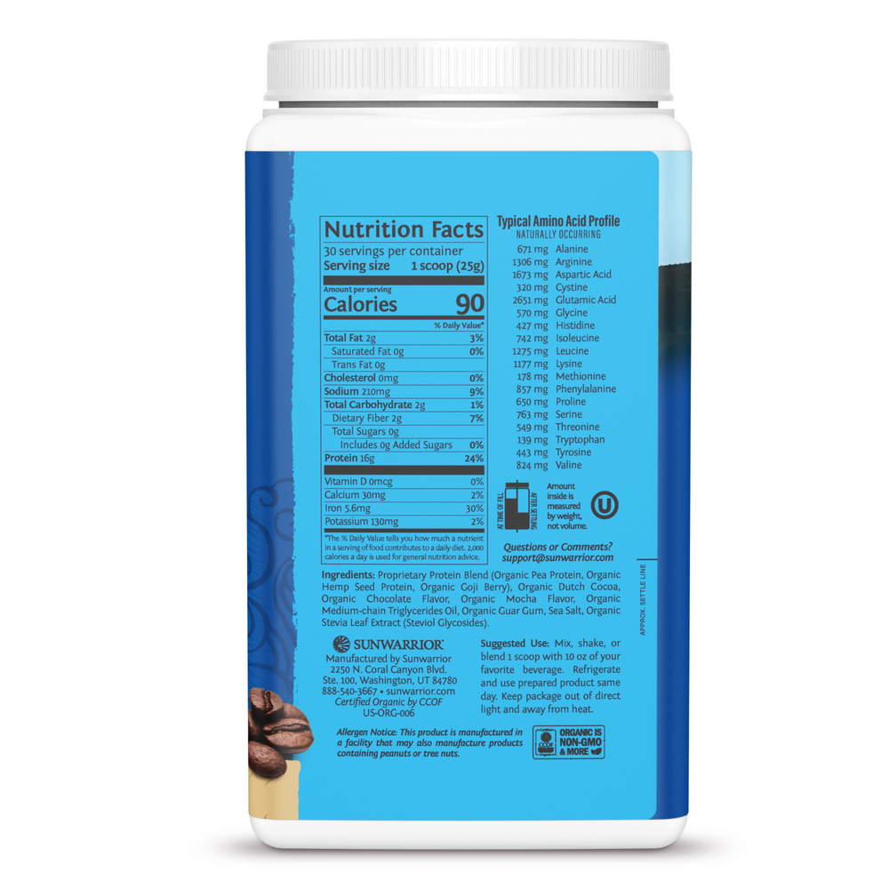 Warrior Blend Mocha Supplement Facts Label