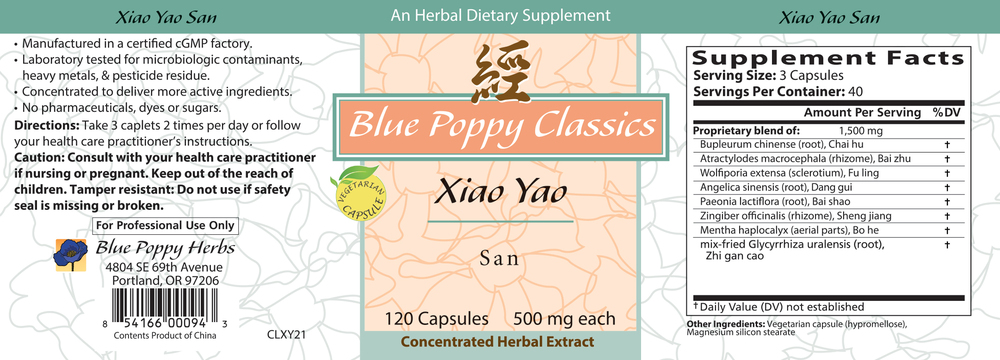 Xiao Yao San Supplement Facts Label