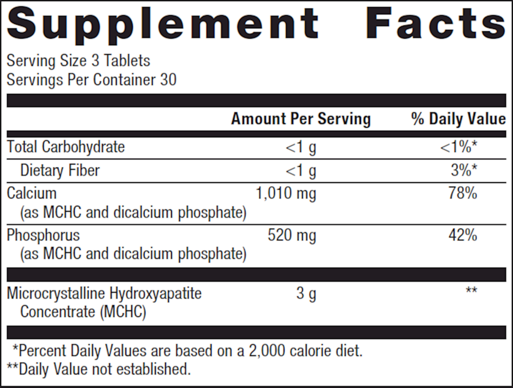 Bone Builder Extra Strength Supplement Facts Label