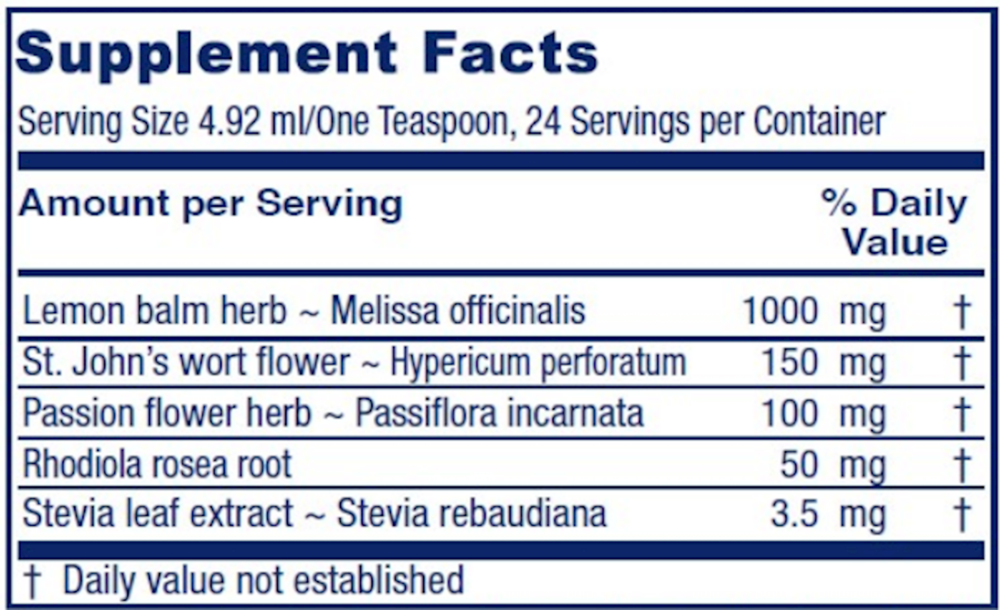 Mood Tonic Supplement Facts Label