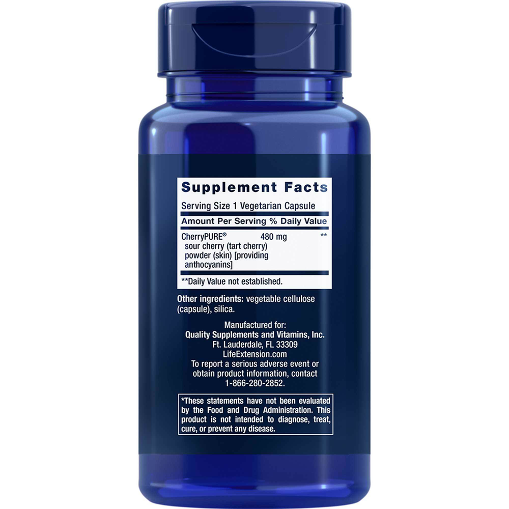 Tart Cherry with CherryPURE® Supplement Facts Label