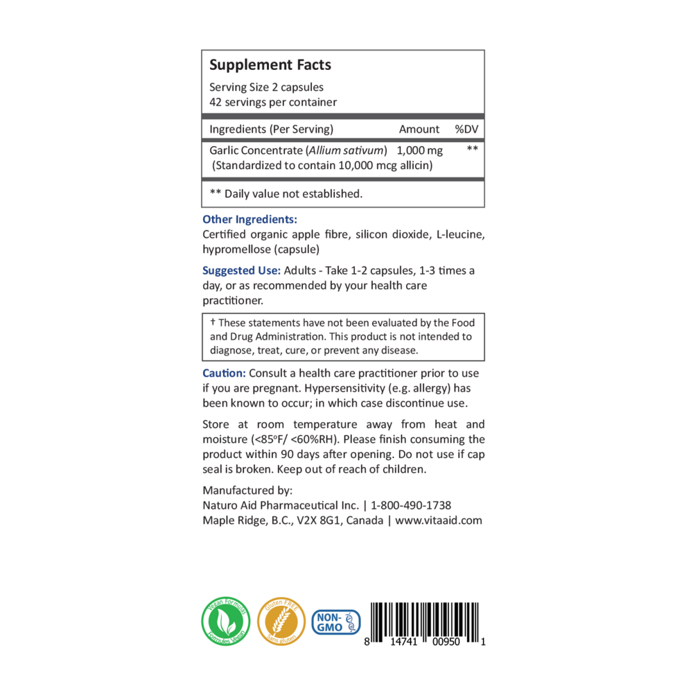 Alliimin DR Supplement Facts Label