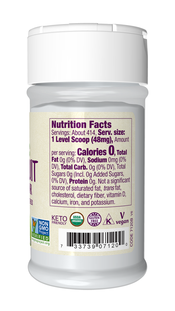 Monk Fruit Extract Organic Powder Supplement Facts Label