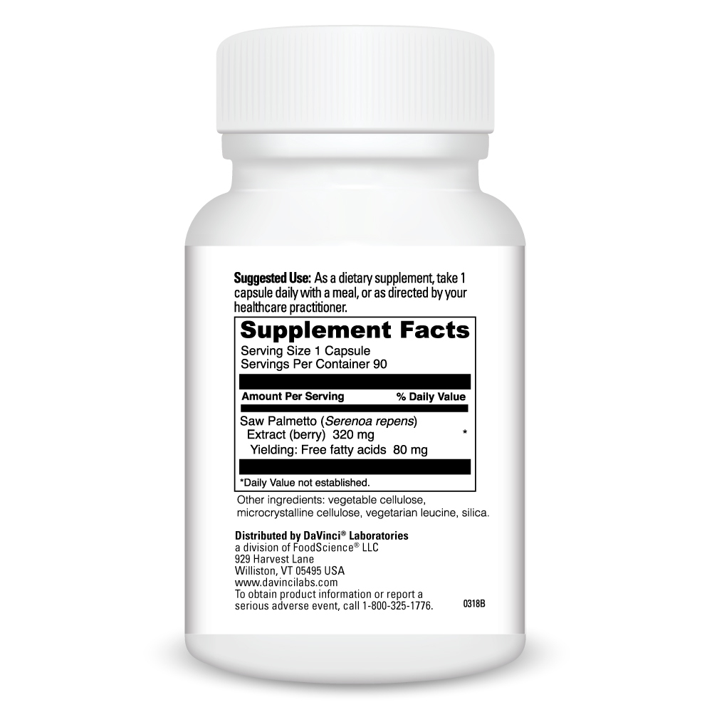 Saw Palmetto Supplement Facts Label