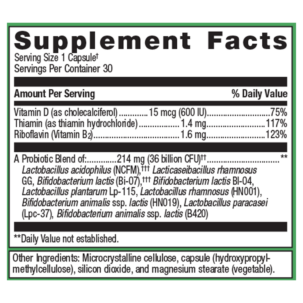 UltraFlora Complete Probiotic Supplement Facts Label