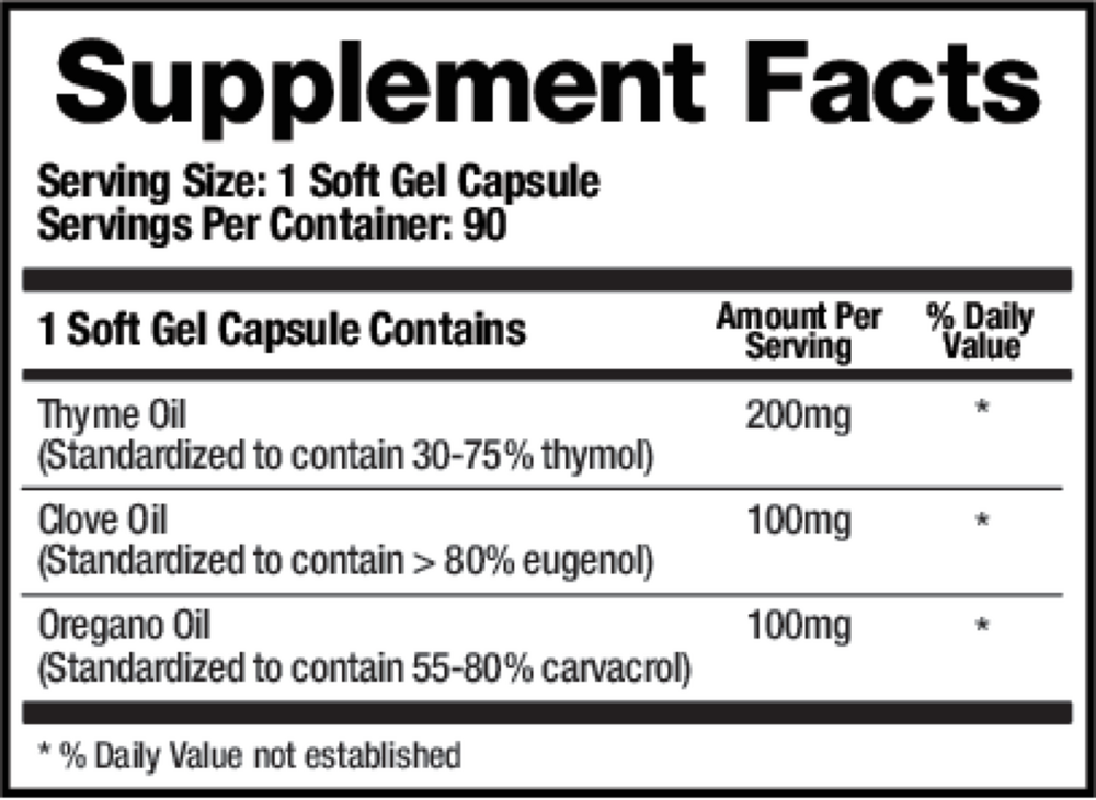 Microb-Defend Supplement Facts Label