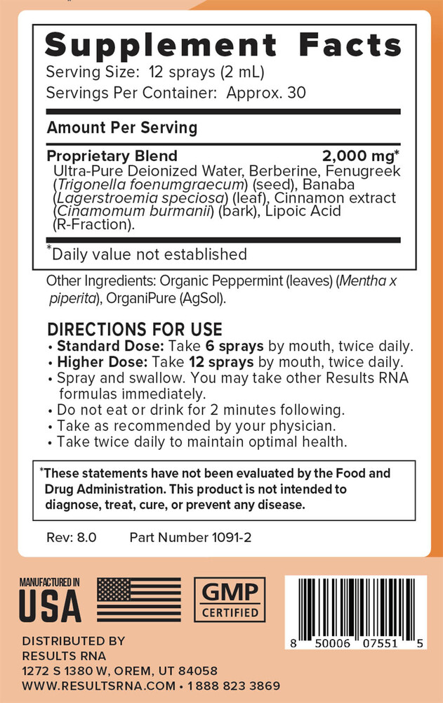 ACG Gluco Extra Strength Supplement Facts Label