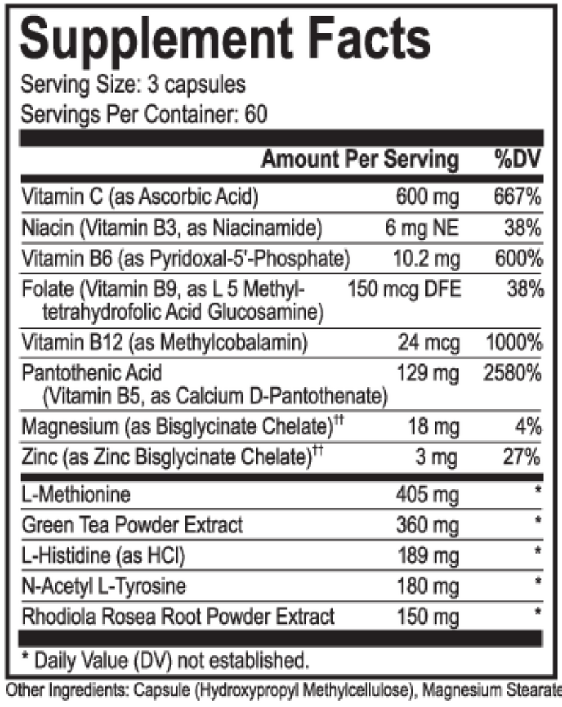 Adrenatran Supplement Facts Label