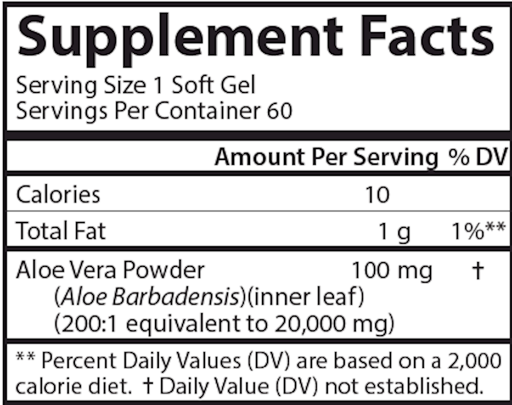 Golden Aloe Supplement Facts Label