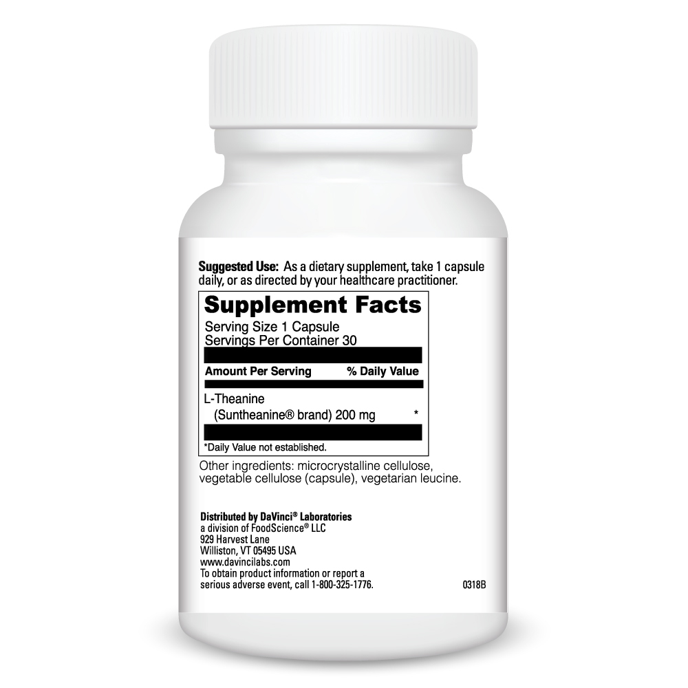L-Theanine Supplement Facts Label