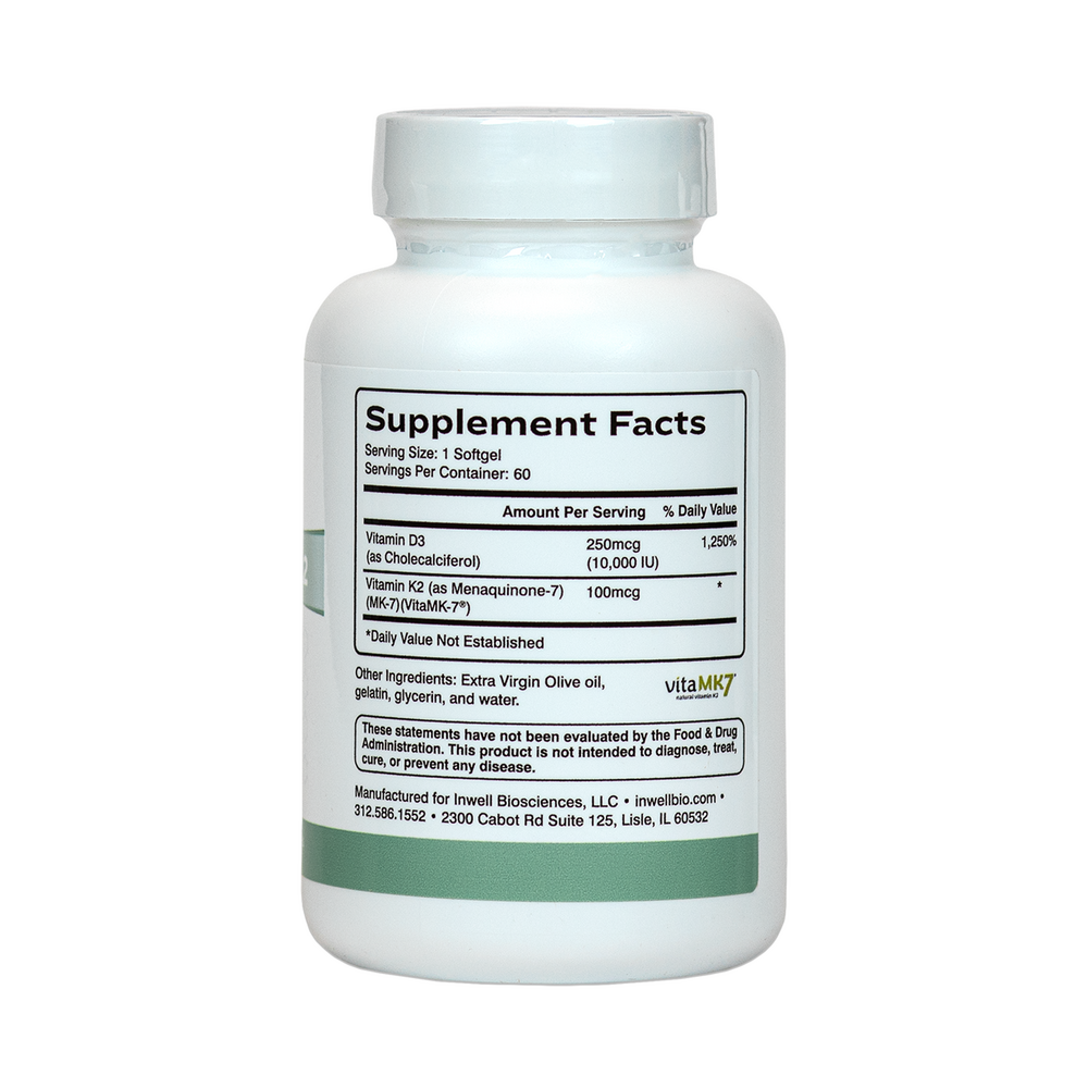 D3 10,000 & K2 Supplement Facts Label