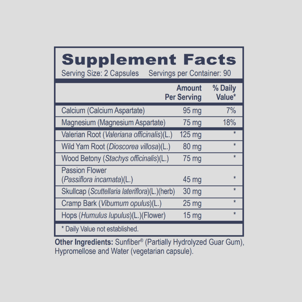 Pro Muscle Calm Supplement Facts Label