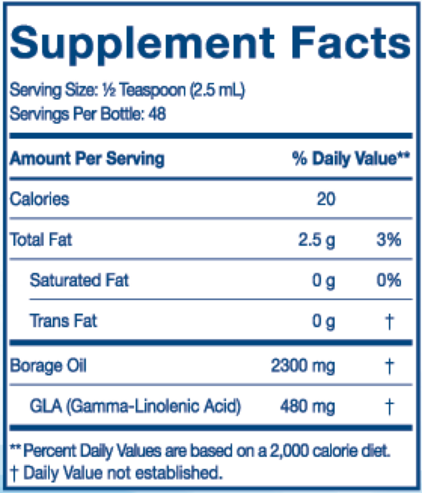 Nordic Beauty Borage Oil Supplement Facts Label