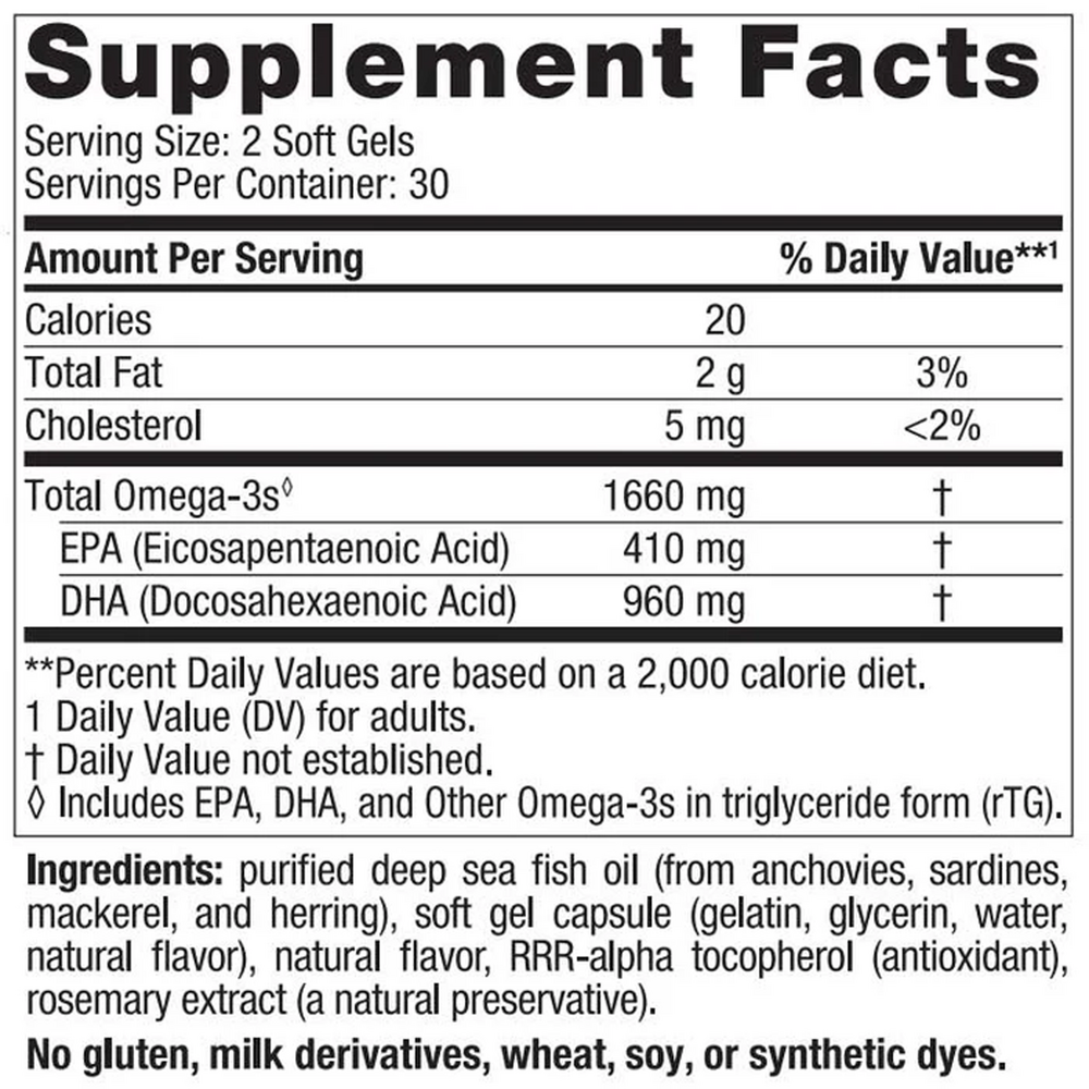 ProDHA Xtra (Formerly ProDHA 1000) Supplement Facts Label