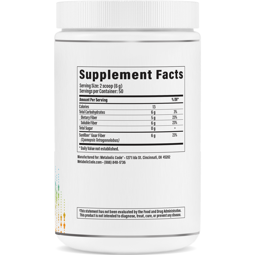 SUNFIBER Supplement Facts Label