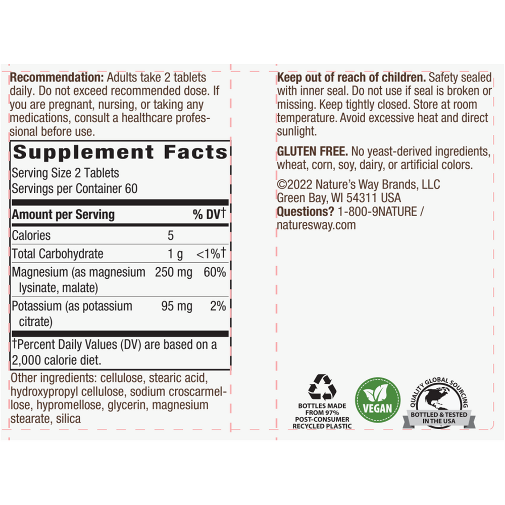 Krebs Magnesium Potassium Supplement Facts Label
