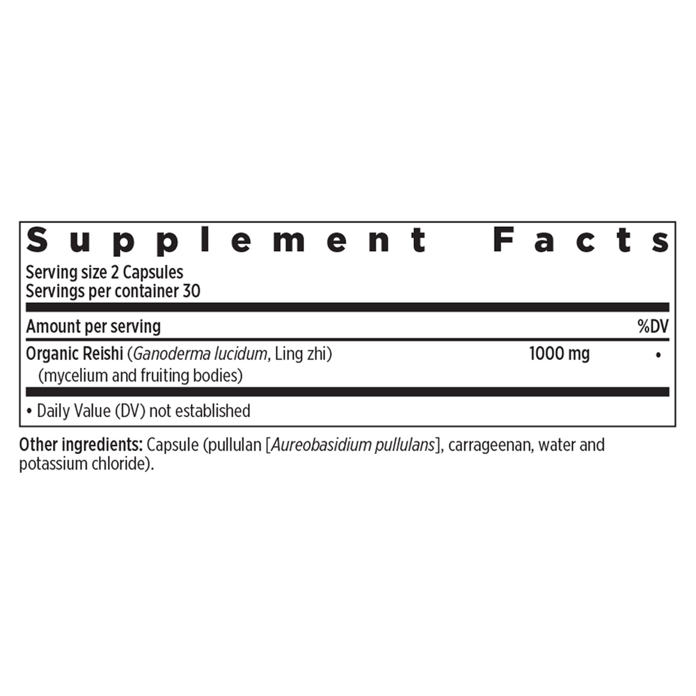 Healthy Aging Reishi Supplement Facts Label