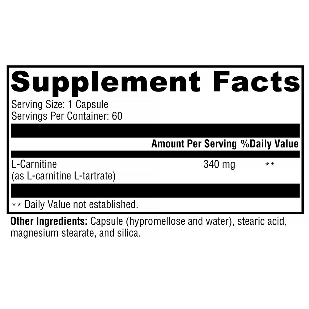 CarniteX™ Supplement Facts Label
