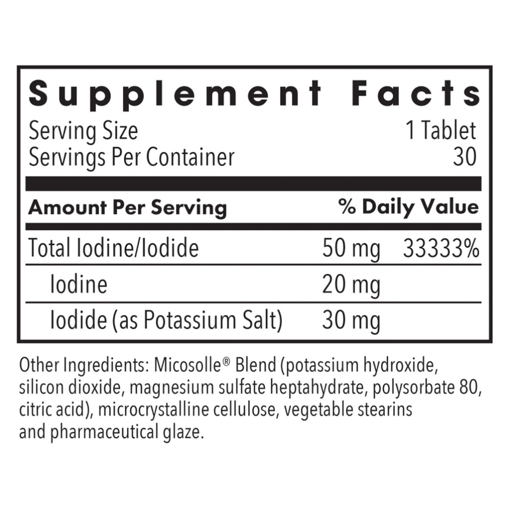 Optimox® Iodoral® 50 mg Supplement Facts Label