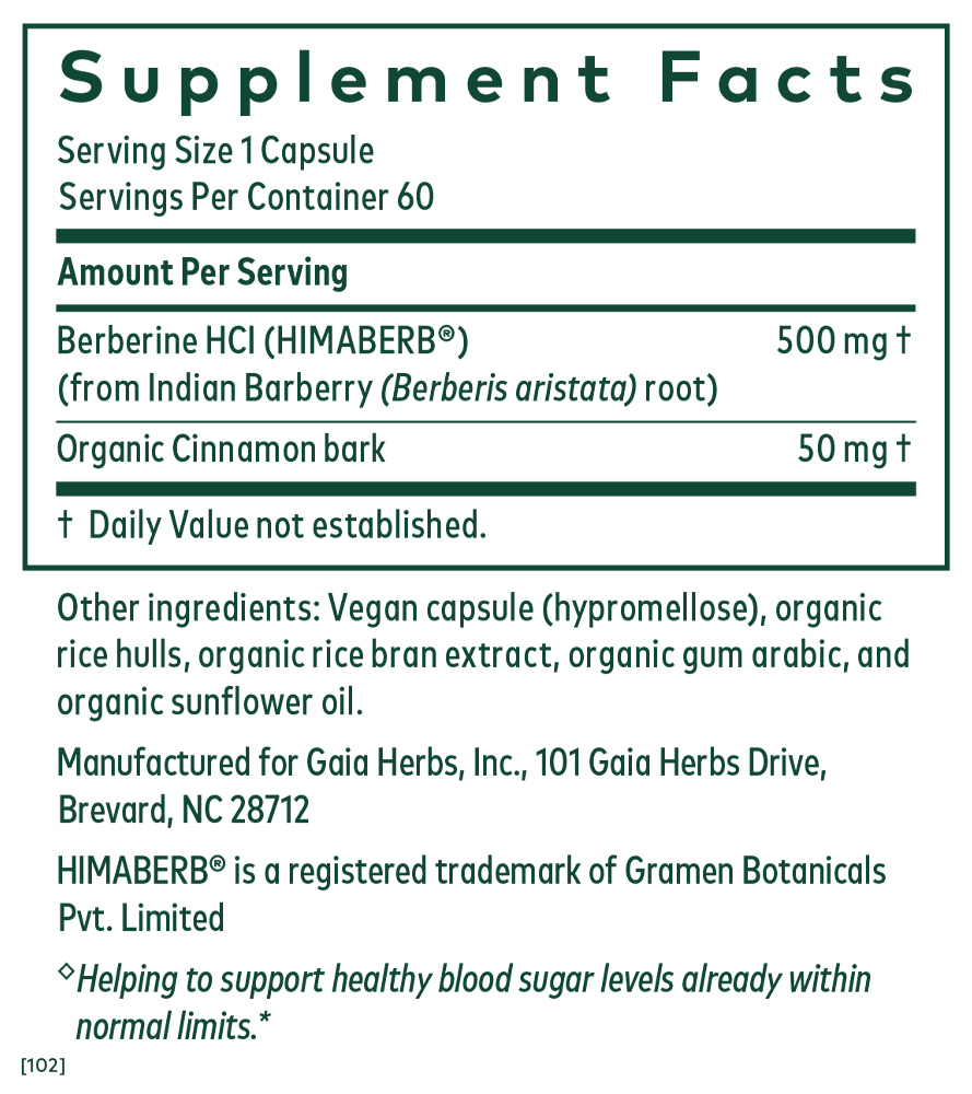 Berberine Metabolic Supplement Facts Label
