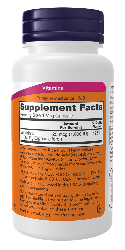 Vitamin D-3 1000 IU Softgels Supplement Facts Label